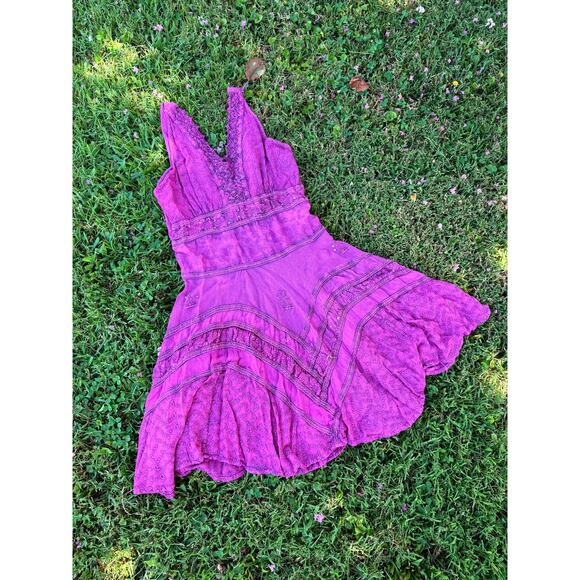 90s Vintage Boho Purple dress S/M - Picture 1 of 5